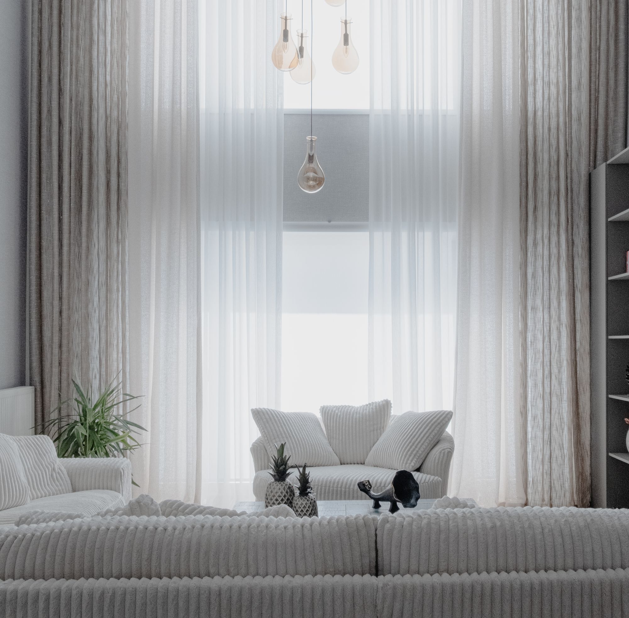 Bright living room with a clean, neutral interior